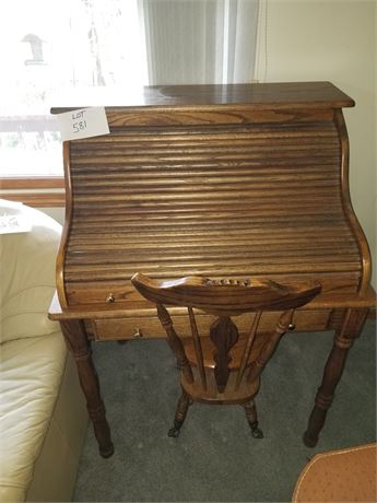 Roll Top Table & Chair