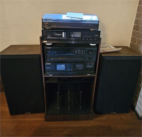 Stereo System With Fisher Turntable, Pioneer Receiver, Fisher Disk Player, Fishe