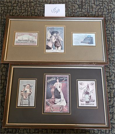 Framed Antique Repro Advertising Cards Framed