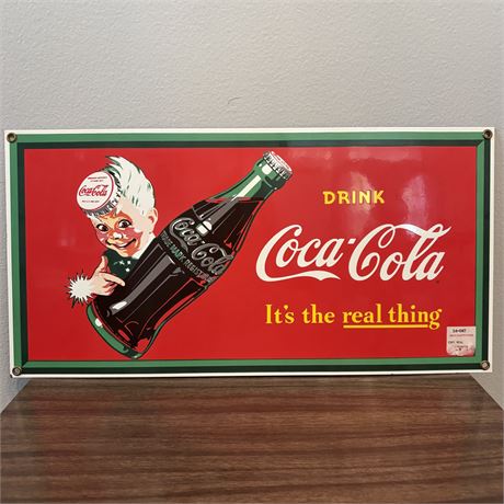 Retro Style Metal Coca-Cola Advertising Wall Sign/Plaque - 16.25 x 8.25"