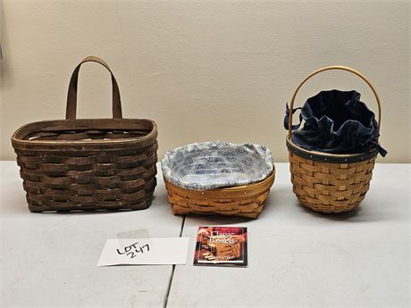 Longaberger Small Catch Basket/Collectors Club '04 Basket & '86 Large Key Basket