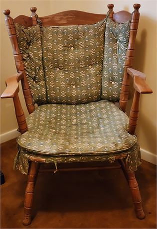 Vintage Halle Bros. Wooden Chair w/ Original Upholstery