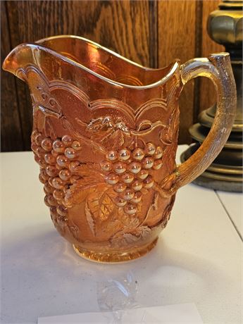 Imperial Glass Amber Carnival Grape Pitcher