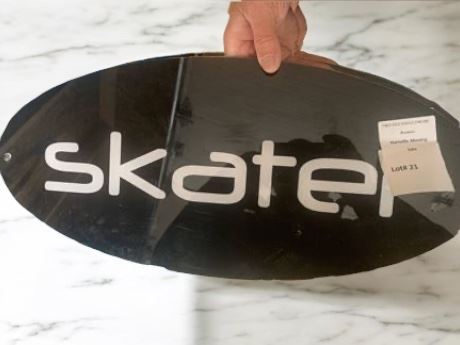 Oval Plexiglass Black and White "skater" Store Advertising Sign