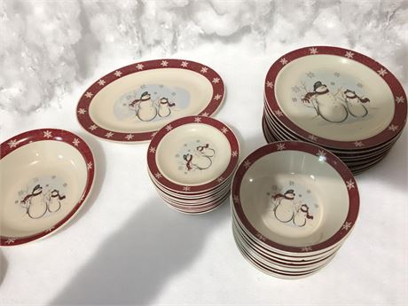 Royal Seasons Stoneware Snowman Christmas Holiday Dinnerware Set