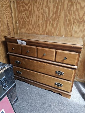 Vintage Wood Dresser With Brass Pulls