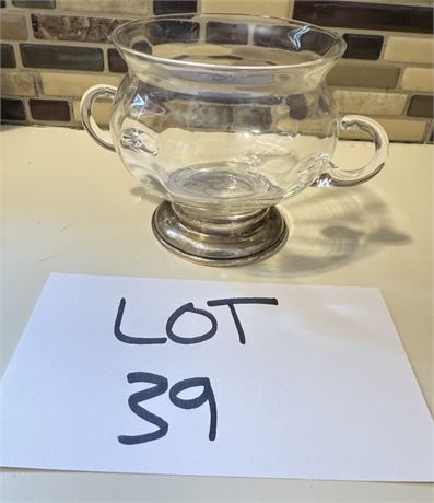 Sterling Silver Footed Crystal Sugar Bowl