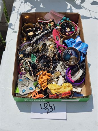 Flat Full Of Mixed Costume Jewelry Maker, Style & Color Vary- Necklaces