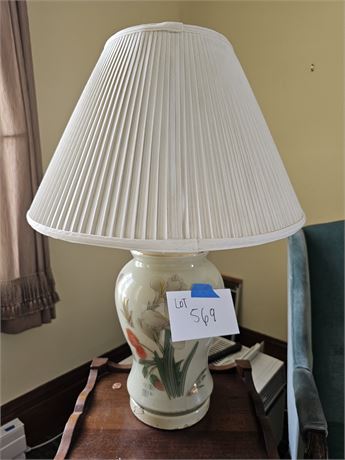 White Glass Floral Lamp