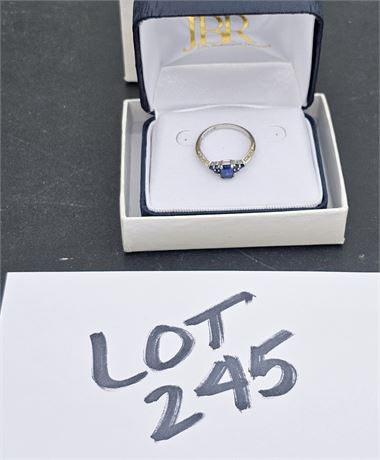10K White Gold Blue Sapphire Ring Size 4 1.0 DWT