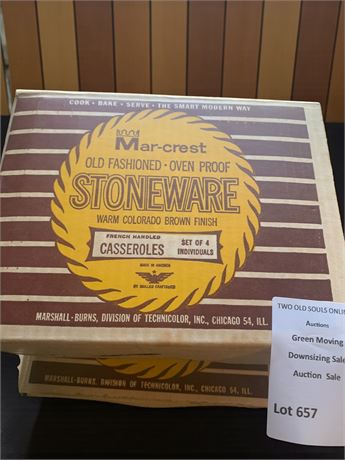 Mar-crest Old Fashioned Stoneware Casserole Baking Dish Set of 4