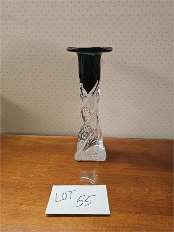 Glassworks Chribska Czech Republic Evergreen Twisted Candle Stick Holder