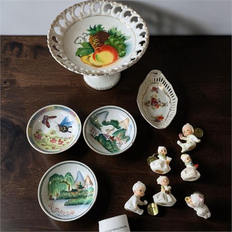 Hand-Painted Miniature Porcelain Bowls, UCAGCO Japan Porcelain Wall Plaque/Plate