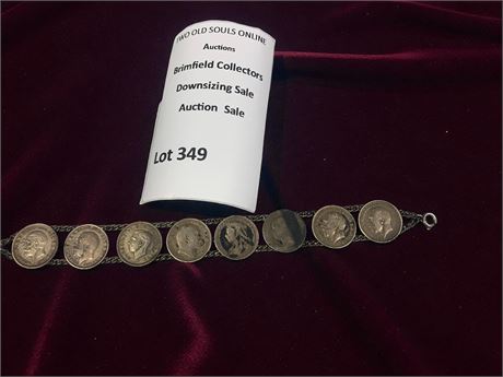 British Silver Coins Bracelet W/Kings & Queens