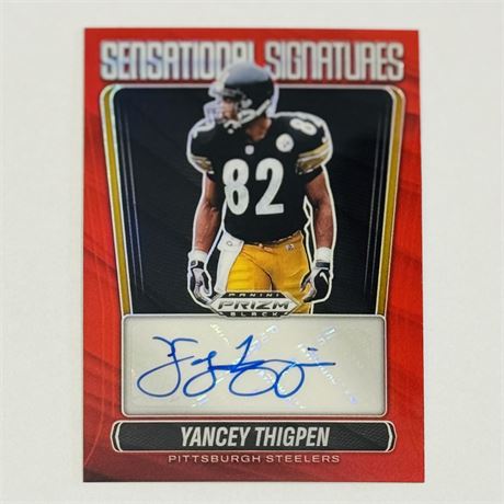 Yancey Thigpen 2025 Panini Prizm Black- Sensational Signatures Red Auto Card /99