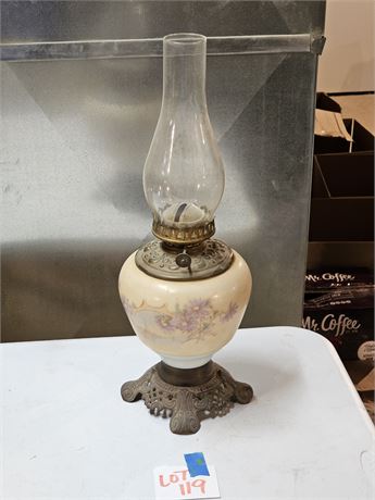 Hand Painted Antique Oil Lamp