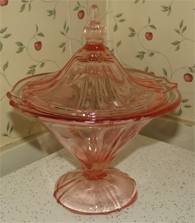 Pink Depression Glass Candy Dish
