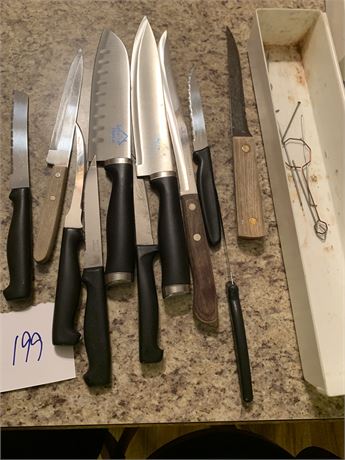 Kitchen Knife Lot Various Sizes & Types