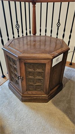 Vintage Wood Octagon Side Table