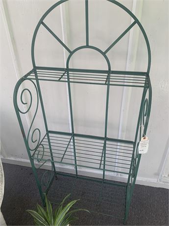 Green 4-Tier Folding Metal Bakers Rack Diplay Shelf or Plant Stand