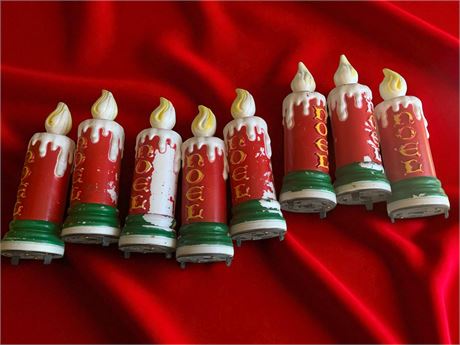 8 Piece Vintage Blow Mold Noel Christmas Candle Set by Empire Plastic 11" Tall