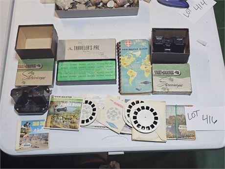 Mixed Viewmaster Lot & Traveler's Game Box