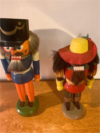 Traditional Erzgebirge German Wooden Nutcracker Figurine Lot of 2