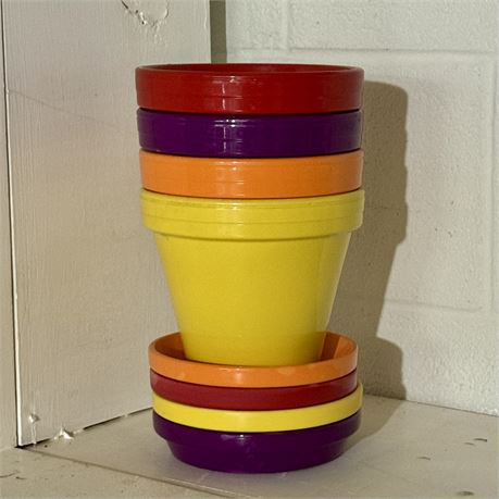 Set of 4 Colorful Ceramic Flower Pots/Planters