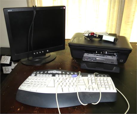 Computer Monitor, Keyboard, Printer