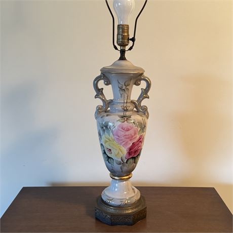 Hand Painted Victorian Table Lamp (No Shade)