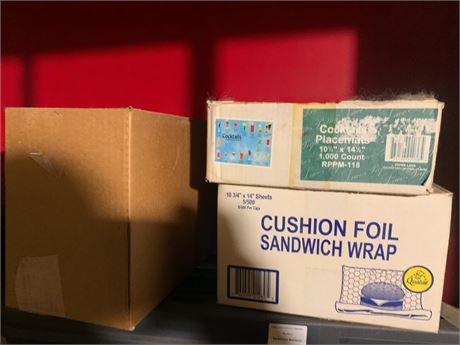 Shelf Cleanout Lot - Foil Sandwich Wrap, Cocktail Themed Placemats & More