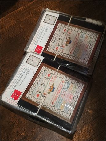 Vintage PIK Corporation Stamped Cross Stitch Framing Sampler Kit Lot