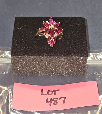 Sterling Sz 10 Pink Zirconia Ring