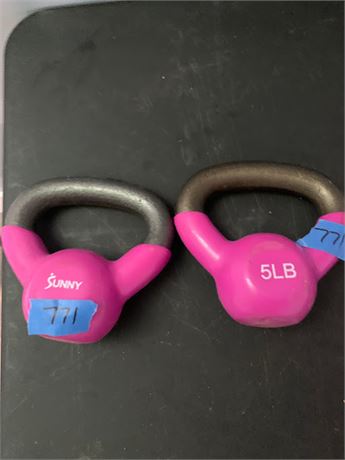 5 Pound Hot Pink and Black Kettle Bell Weights By Sunny