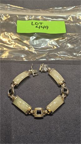 Sterling Jade 7" Bracelet 0.64 ozt