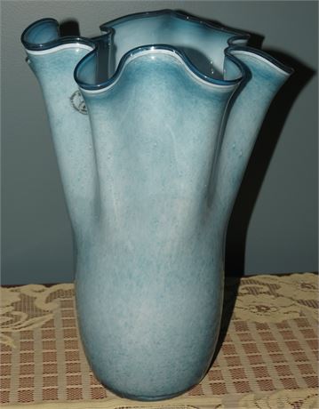 Zorza Aqua Blue Glass Art Vase