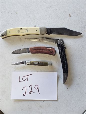 Mixed Pocket Knives = UTICA, Schrader Scrimshaw SC 500 Knife & More