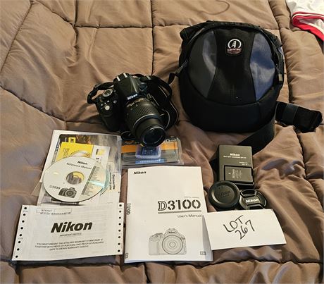 Nikon D3100 Digital Camera w/ Bag & Charger