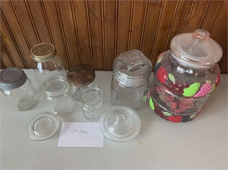 Glass Mason And Decorative Jar And Lid Lot