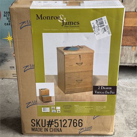 New 2-Drawer Vertical Oak File Cabinet