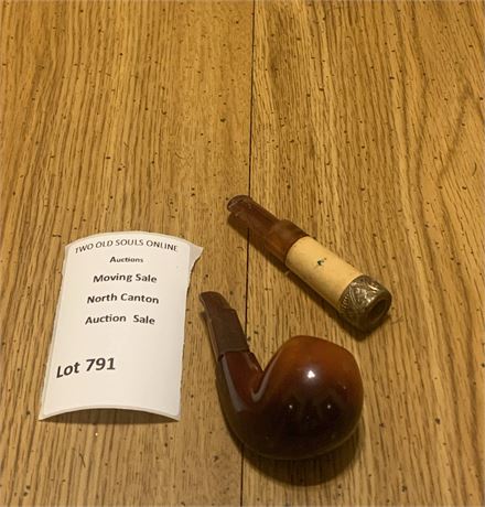 Vintage Tobacco Pipe &  Cigar/Cigarette Holder Lot of 2