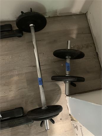 Straight Bar with Weights Dumbell Straight Bar with Weights