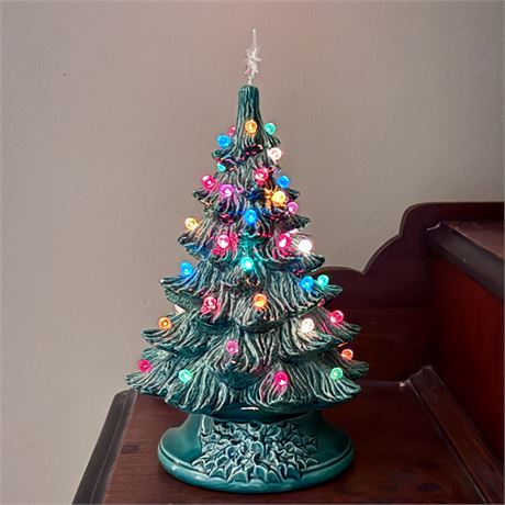 Vintage Ceramic Light-up Christmas Tree w/ Star - 9" (w/o star)