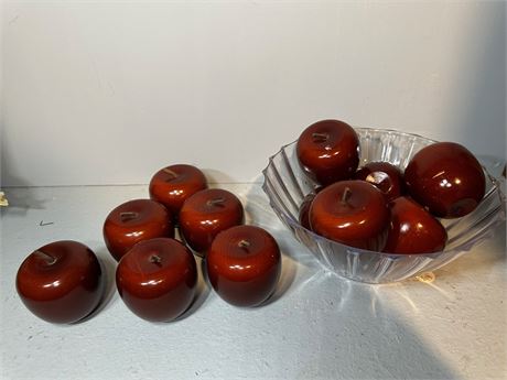 Wooden Apples with Leather stems