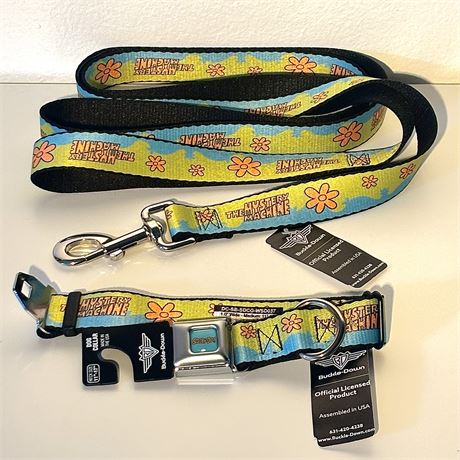 NWT Buckle Down Scooby Doo Mystery Machine Dog Leash & Collar (11”-17”)