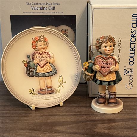 Hummel Goebel Valentine Gift 1972 Collector's Club Figurine & Plate