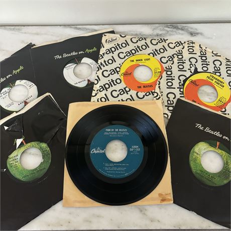 Collection of The Beatles 45 RPM Vinyl Records