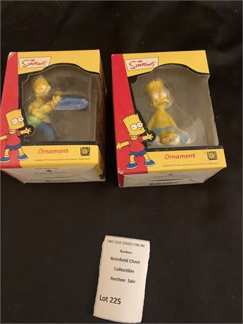 The Simpsons Christmas Ornaments - Vintage Lot of 2