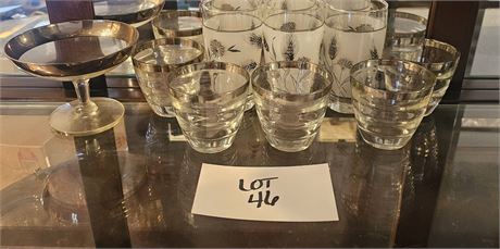 Vintage Libby Silver Wheat Glasses & MCM Dorothy Thrope-Style Roly Poly Glasses