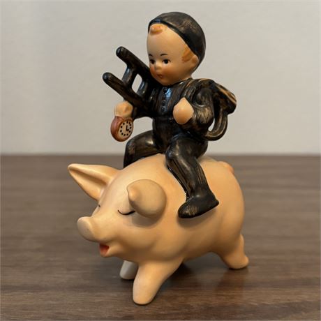 Chimney Sweep Boy Riding Pig TM5 Goebel Hummel Figurine